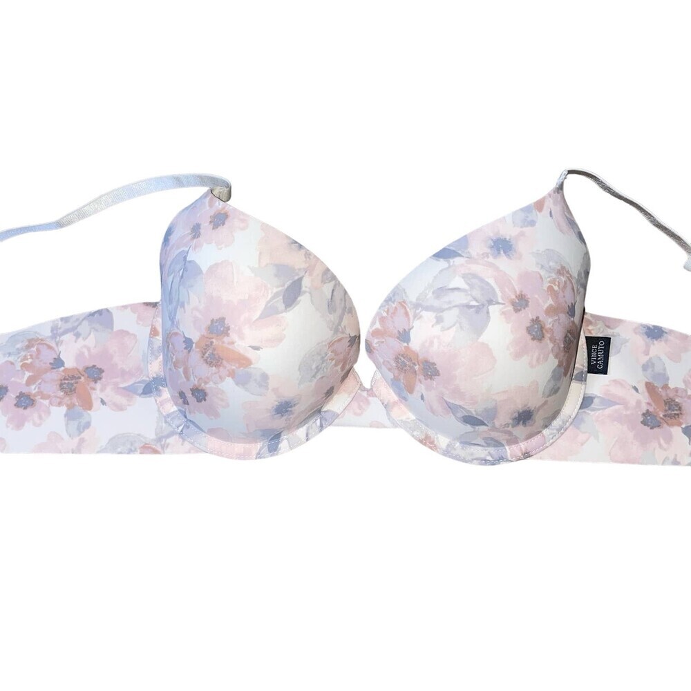 Vince Camuto bra comfort 38C white floral print underwire lightly lined